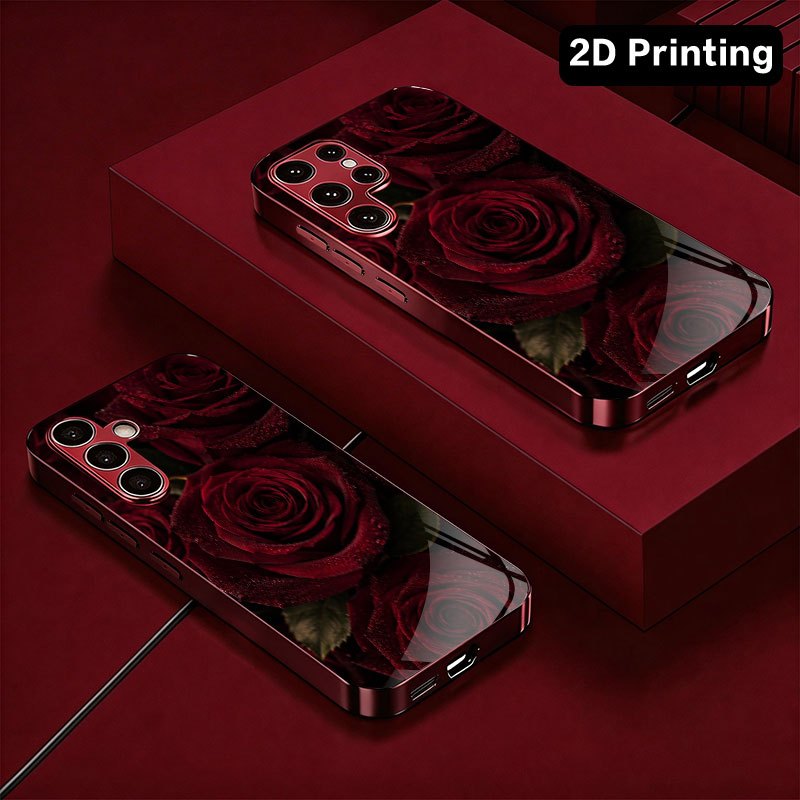 Glass phone case with dark red - Samsung Galaxy S24 review and price